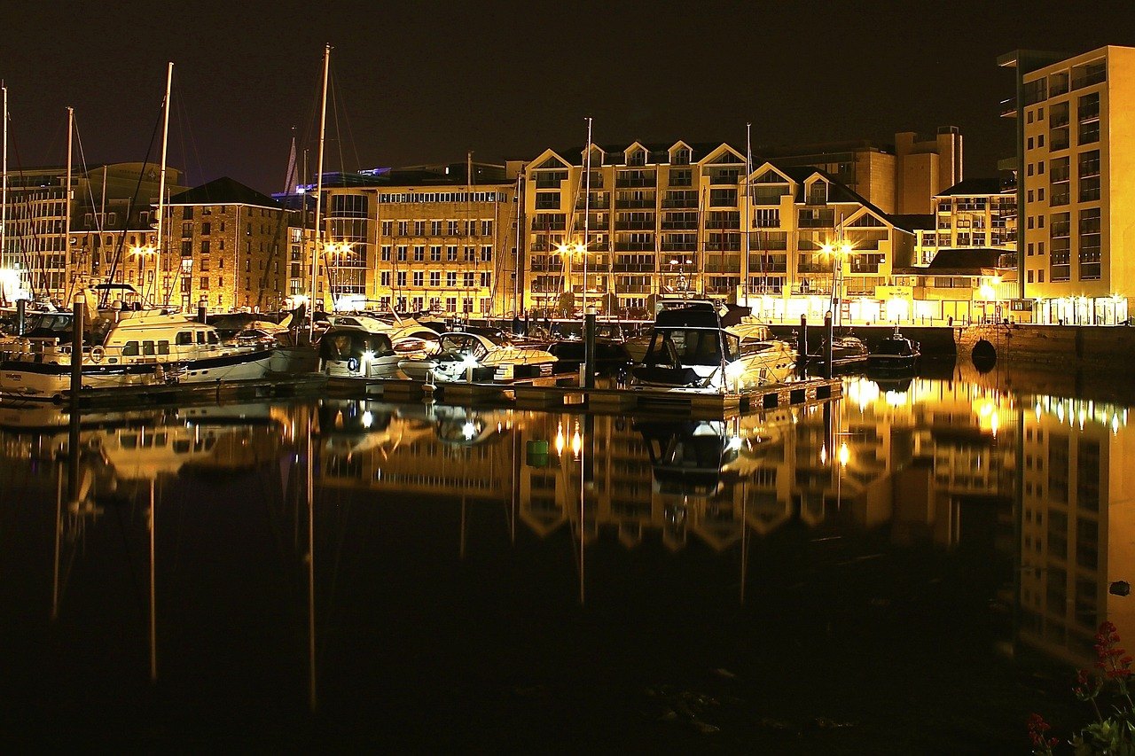 Aerial view of Plymouth marina